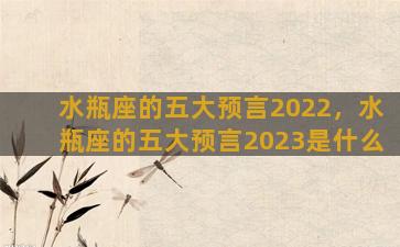 水瓶座的五大预言2022，水瓶座的五大预言2023是什么